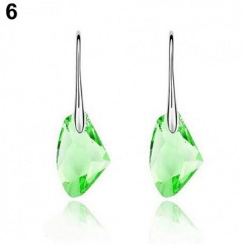 oorbellen groen crystal 925 zilver swarovski kristal facet 1001 oorbellen - 1