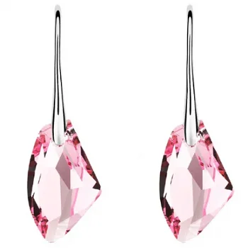 oorbellen crystal swarovski 925 zilver kristal facet roze -1001 oorbellen - 1