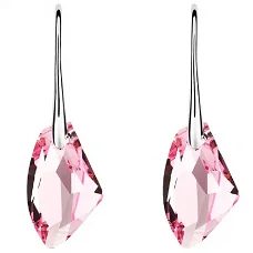 oorbellen crystal swarovski 925 zilver kristal facet roze -1001 oorbellen