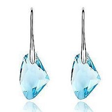 oorbellen crystal swarovski 925 zilver kristal facet zee blauw - 1001 oorbellen