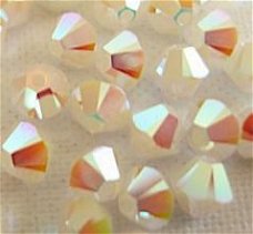 Swarovski 5328 White Alabaster AB2x 4mm Per 10 Stuk