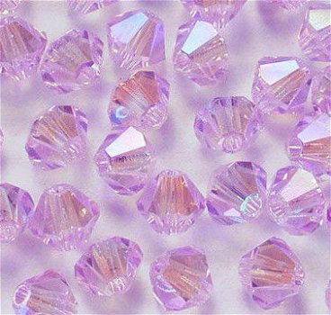 Swarovski 5328 Violet AB2x 4mm Per 3 Stuk - 1