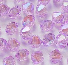 Swarovski 5328 Violet AB2x 4mm Per 3 Stuk