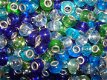 50 stuks glasbedels voor Pandora, Trollbeads e.d. in blauw-groen-turquoise - 1 - Thumbnail