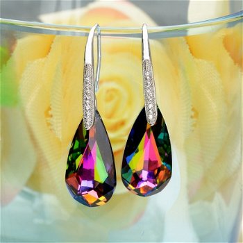 1001 oorbellen swarovski crystal pear met zilver - 2