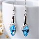 1001 oorbellen swarovski crystal blauw met zilveren afwerking - 1 - Thumbnail