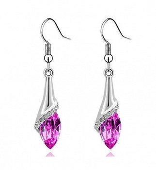 1001 oorbellen swarovski crystal roze met zilveren oorhaken - 1