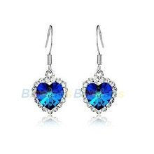 1001 oorbellen swarovski kristallen hartjes blauw met heldere kristalletjes titanic earrings goldpla - 2
