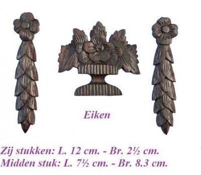=== 3 Klok ornamentjes = eiken = oud === 22647 - 1