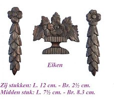=== 3 Klok ornamentjes = eiken = oud === 22647