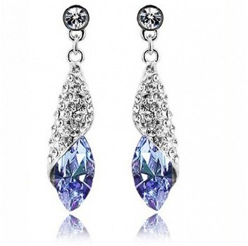 schitterende swarovski oorbellen blauw met heldere kristalletjes 1001oorbellen - 1