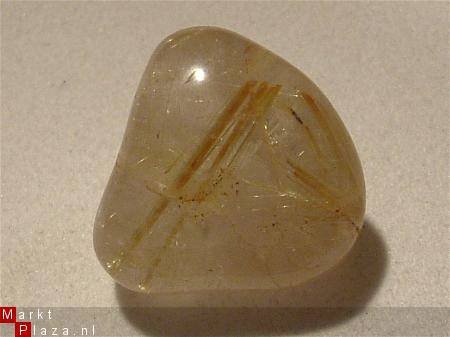 #6 Rutiel kwarts Rutil quartz Knuffelsteen Trommelsteen - 1