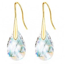 oorbellen pear shaped helder ab crystal goud swarovski kristal facet 1001 oorbellen