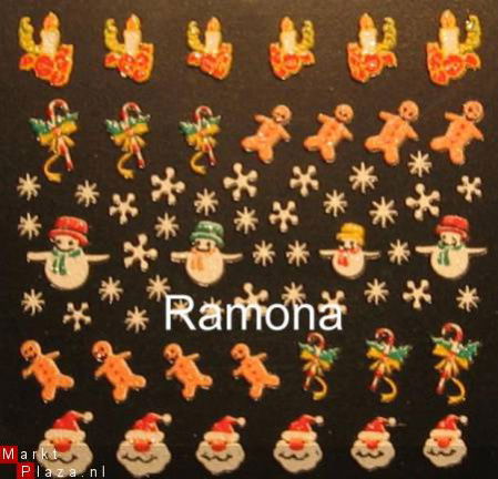 KERST 5 Nail Nagel glitter Stickers Nail Art gel acryl X-mas - nr. 1