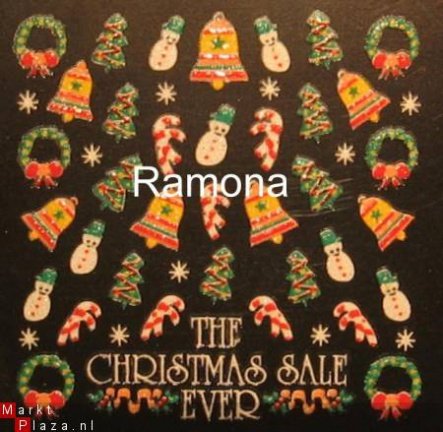 KERST 6 Nail Nagel glitter Stickers Nail Art gel acryl X-mas - nr. 1