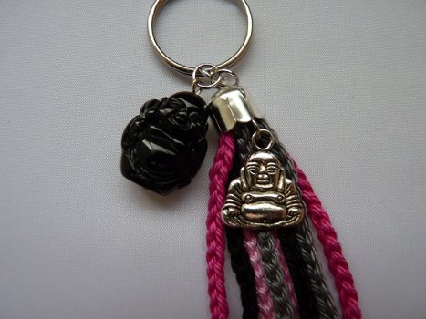 Sleutelhanger Happy Buddha (zwart) - 1