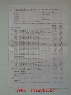 [1986] Voorbestellijst/ Intekenlijst 1986, Van Arkel-Mourits