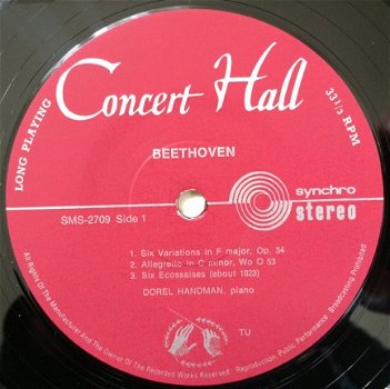 LP - BEETHOVEN - Dorel Handman, piano - 1