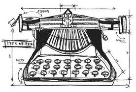 SALE TIM HOLTZ GROTE cling stempel Vintage Things Blueprint Typewriter. - 1