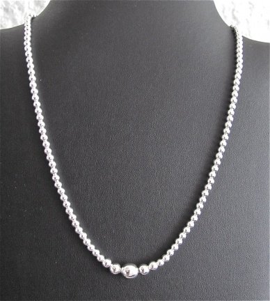 NIEUW Zilveren balletjes COLLIER 46cm. INCLUSIEF VERZENDEN! - nr. 1