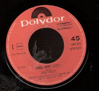 Roxy Music - Dance Away - Cry Cry Cry - 45 rpm Vinyl Single - 1