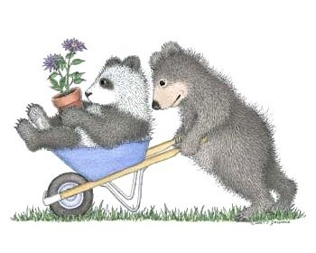 SALE NIEUWE GROTE Houten stempel Wheelbarrow Ride van House Mouse. - 1