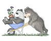 SALE NIEUWE GROTE Houten stempel Wheelbarrow Ride van House Mouse. - 1 - Thumbnail