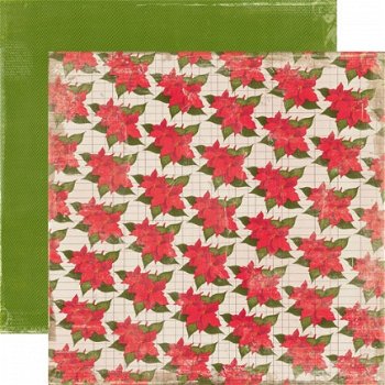 SALE NIEUW vel dubbelzijdig scrappapier Very Merry Christmas / Poinsettia van Echo Park - 1