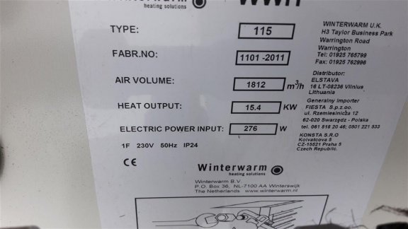 Winterwarm cv heater 220 volt 15,4 kw. nieuwstaat - 4