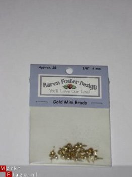 SALE! NIEUW 25 gouden mini brads rond 1/8