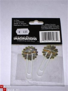 SALE 2 flower / bloemen clips geel van Creative Imaginations