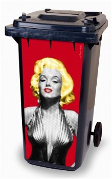 Marilyn Monroe, kliko container stickers, afvalbak, prullebak, pimp je bak - 1