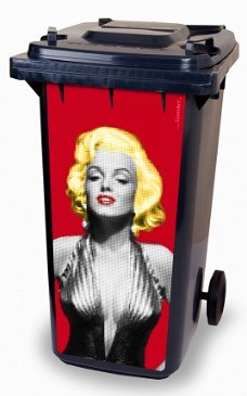 Marilyn Monroe, kliko container stickers, afvalbak, prullebak, pimp je bak