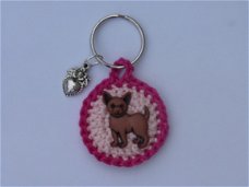 Gehaakte sleutelhanger Chihuahua (roze/fuchsia)