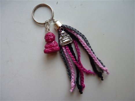 Sleutelhanger Yoga met boeddha (fuchsia) - 2