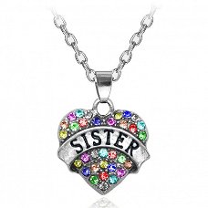 Ketting "Sister" - strass (multicolor)