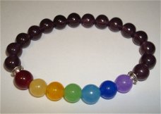 Chakra-armband van amethist met (half)edelsteen in maat naar wens