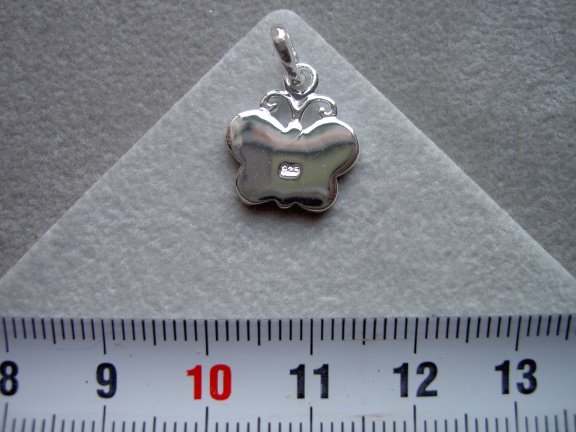 Zilveren vlinder (groot) parelmoer 14mm hanger roze - Afbeelding 3