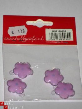 SALE! 4 Embelishments bloemen roze girl van Crea Motion - 1