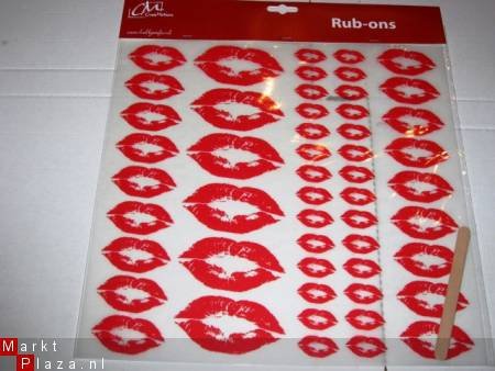 SALE Vel rub-ons mondjes /lippen van 30,5X30,5 cm Crea Motio - 1