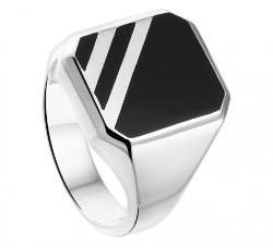 Herenring zilver Onyx zegelring zwart