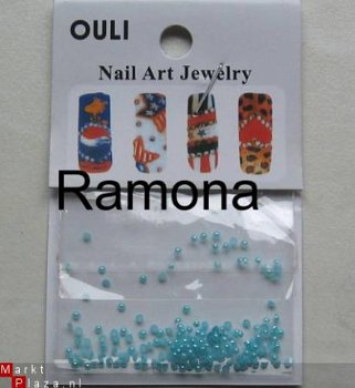 200 nail art pareltjes Strass Steentjes Parels Aqua Blauw - 1