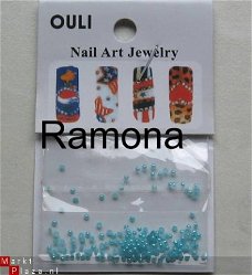 200 nail art pareltjes Strass Steentjes Parels Aqua Blauw