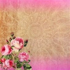 SALE! NIEUW vel scrappapier Ciao Bella 7 Pink Roses van DCWV