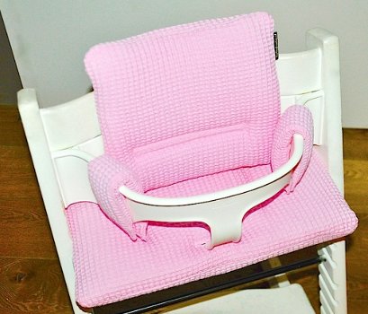 Nieuwe kussens 'Roze' wafelstof voor stokke tripp trapp kinderstoel - 1