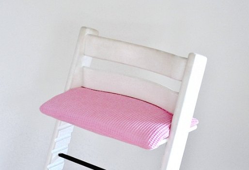 Nieuwe kussens 'Roze' wafelstof voor stokke tripp trapp kinderstoel - 7