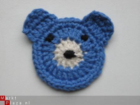 ** Gehaakte berenapplicatie (blauw) - nr. 1