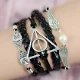 Harry Potter armband Deathly Hallows + bedels (zwart) - 1 - Thumbnail