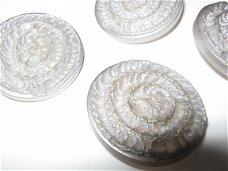 2 unieke zilver-grijs-kleurige retro kunststof knopen : 33 mm.