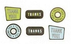 SALE! NIEUW 6 Metal Charmed Enamels Thank You van Making Memories..